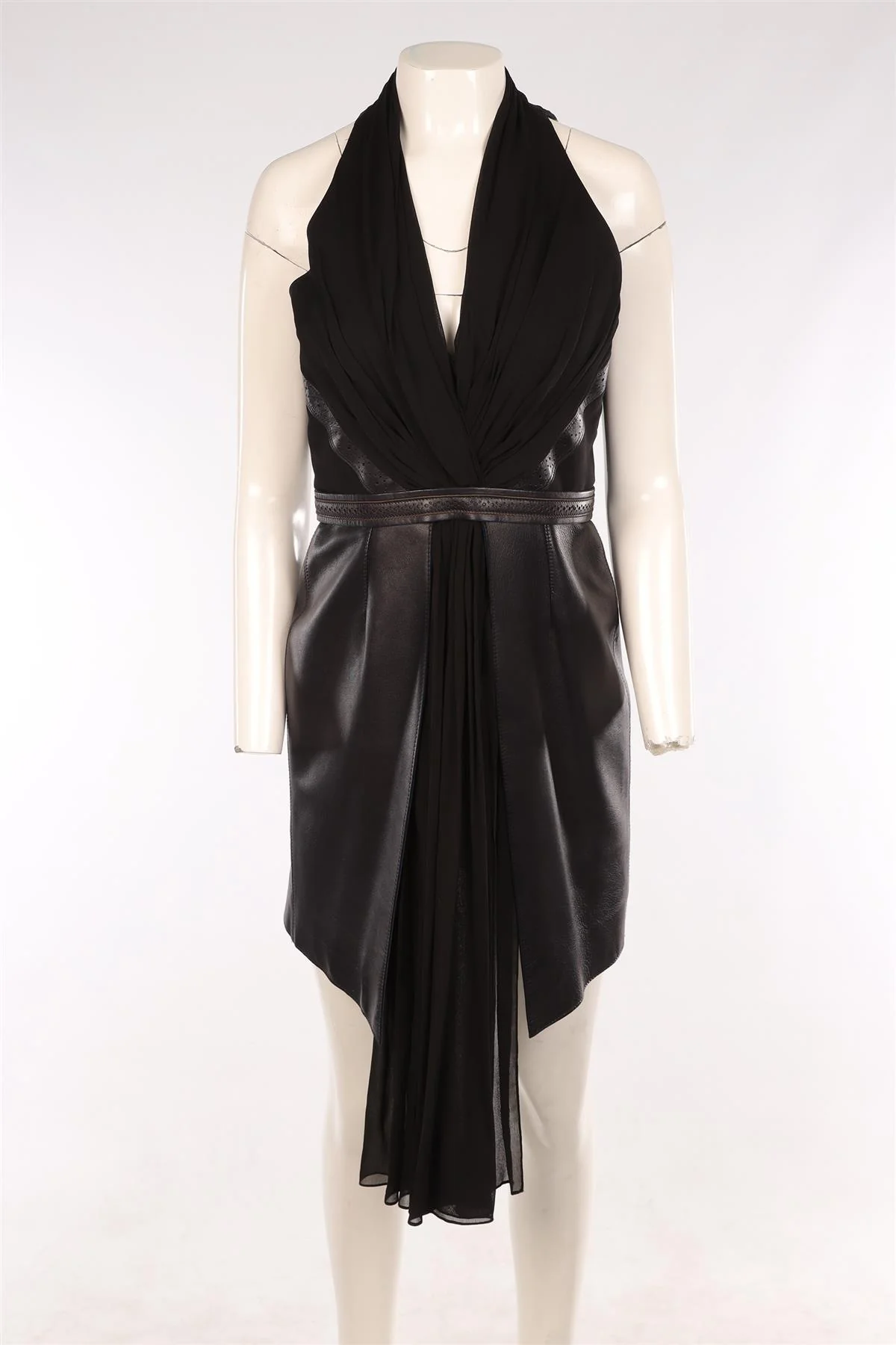 MARIOS SCHAWB BLACK LEATHER MINI DRESS AU 10 UK 10 - Image 2