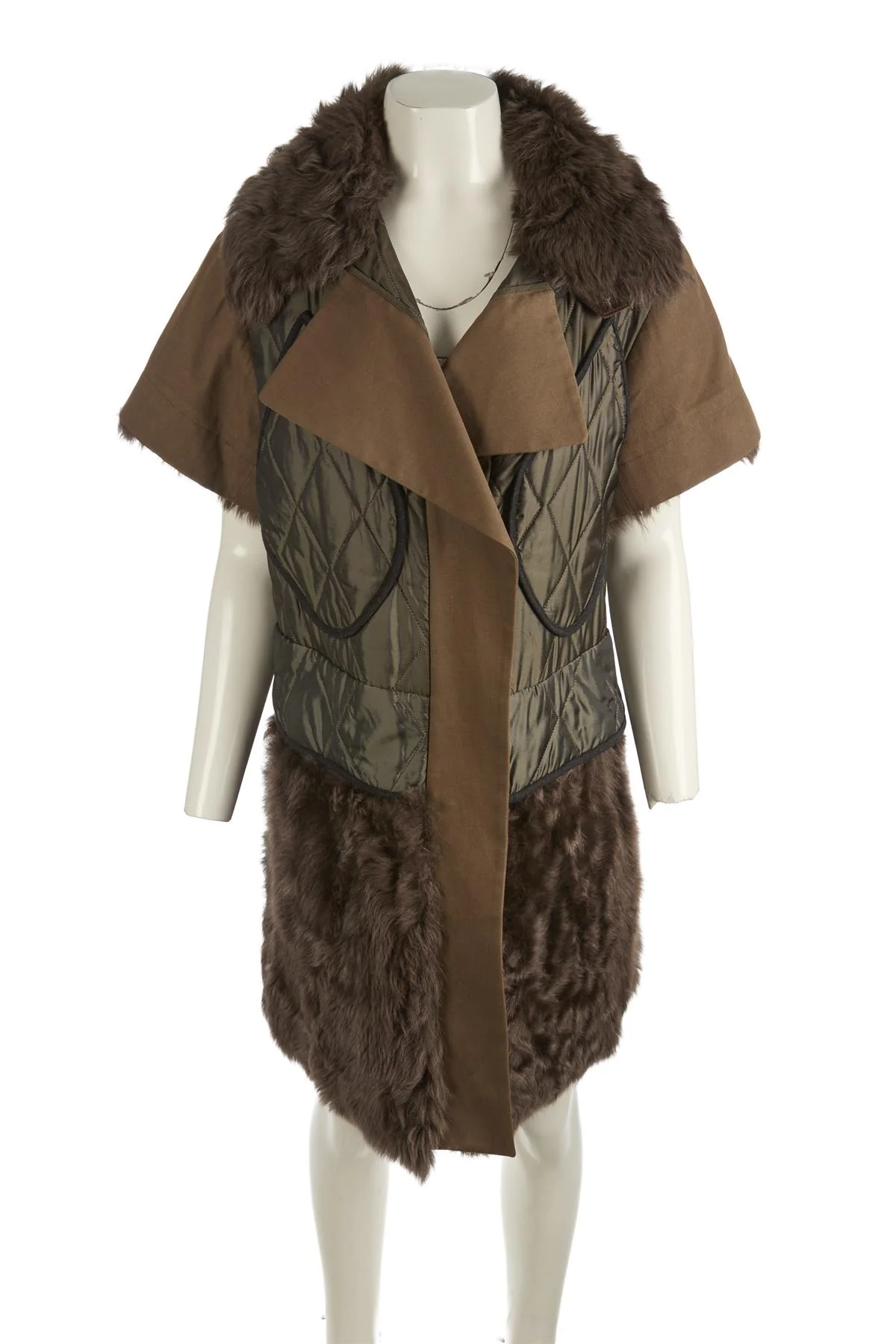 MARNI BROWN 2010 SHEARLING AND COTTON COAT IT 40 UK 8 - Image 2