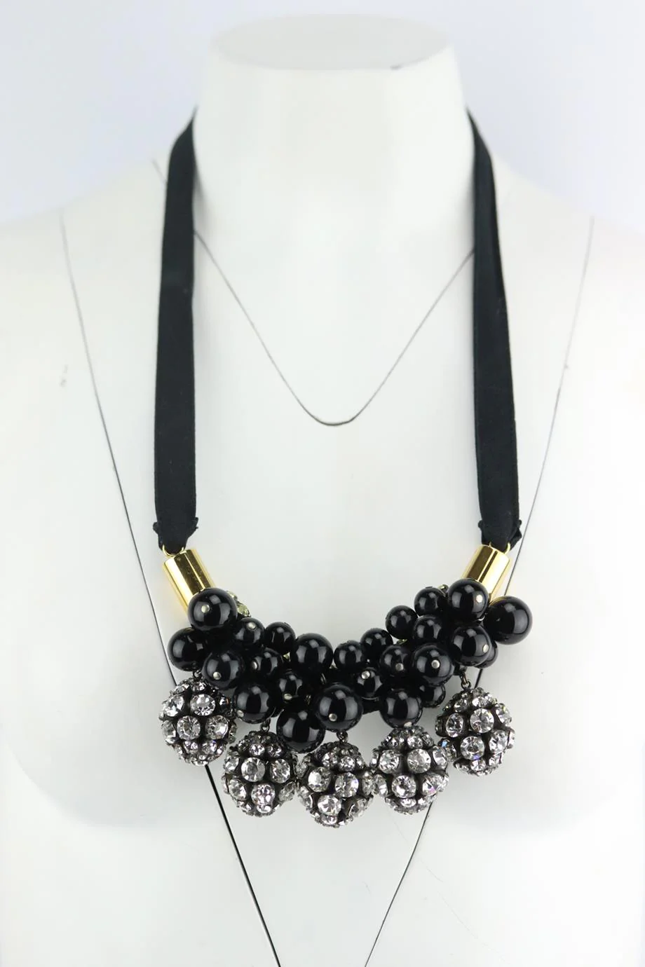 MARNI GOLD TONE CRYSTAL EMBELLISHED BEAD NECKLACE - Image 2