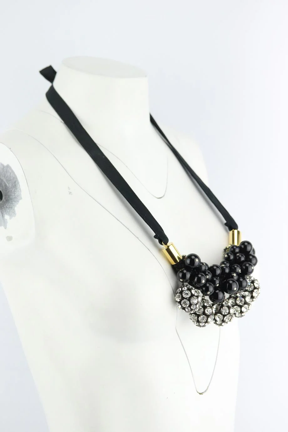 MARNI GOLD TONE CRYSTAL EMBELLISHED BEAD NECKLACE - Image 3