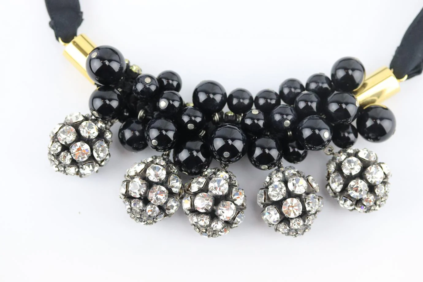 MARNI GOLD TONE CRYSTAL EMBELLISHED BEAD NECKLACE - Image 4