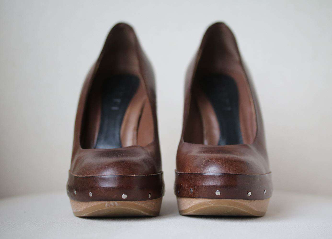 MARNI LEATHER BLOCK HEEL PUMPS EU 38 UK 5 US 8 - Image 2