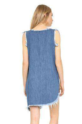 MARQUES ALMEIDA ASYMMETRICAL DENIM FRAYED DRESS SMALL - Image 2