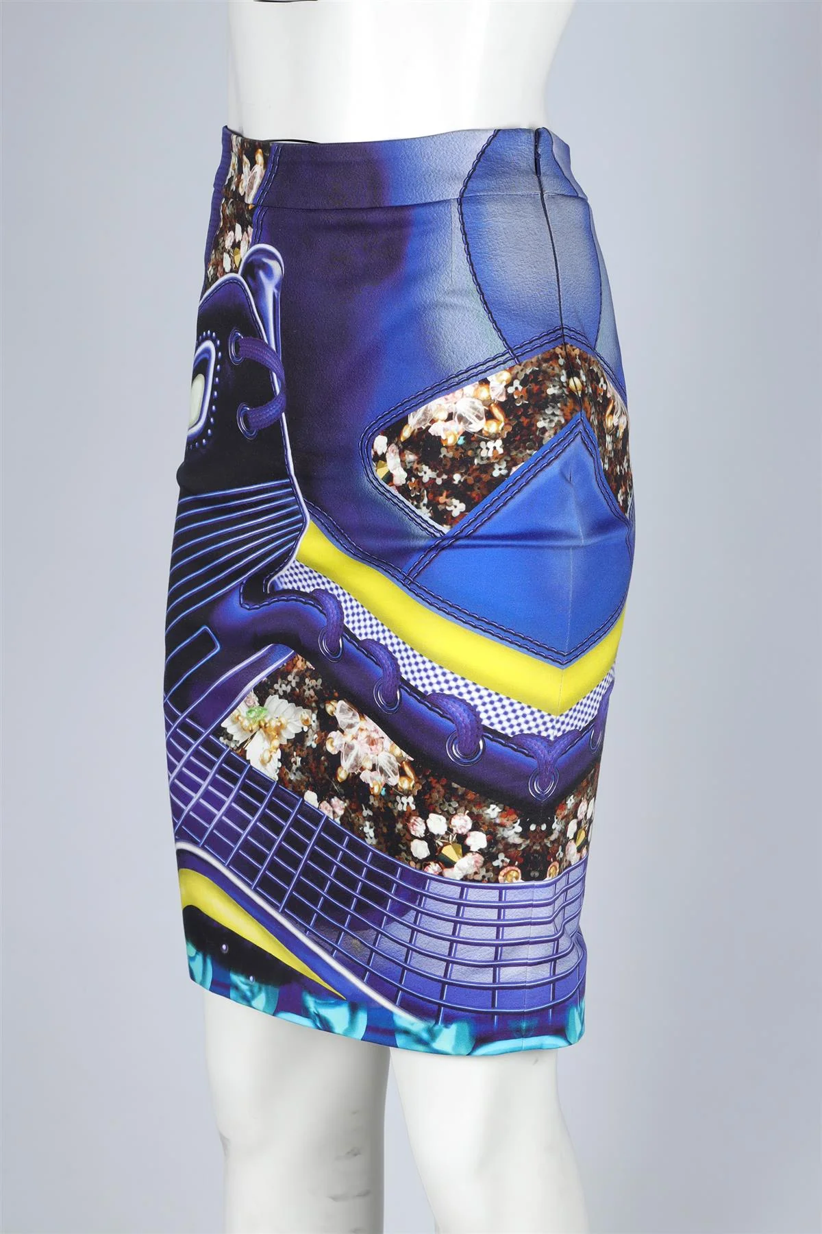 MARY KATRANTZOU BLUE SATIN MINI SKIRT UK 8 - Image 3