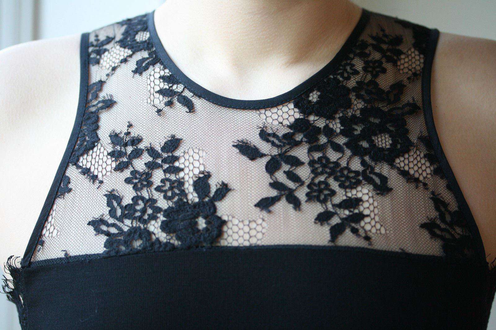 MASON BY MICHELLE MASON BLACK LACE INSET DRESS SMALL - Image 3