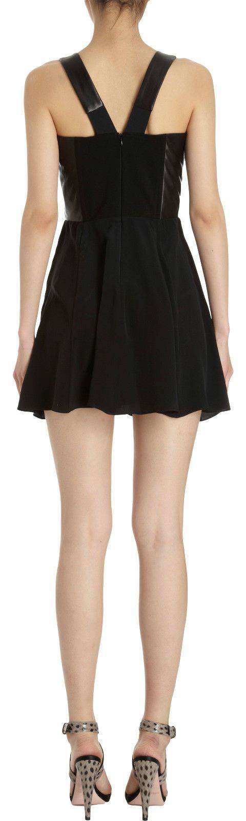 MASON BY MICHELLE MASON BLACK LEATHER CUTOUT DRESS UK 10 - Image 3