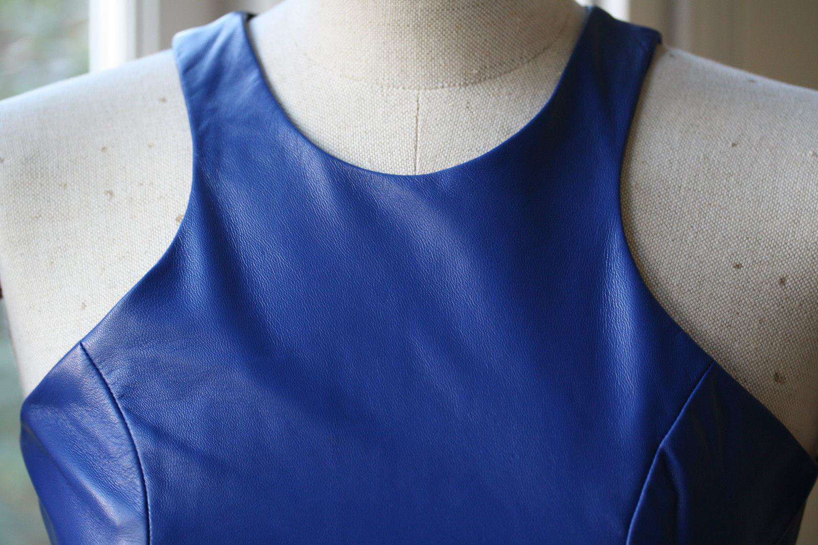 MASON BY MICHELLE MASON COBALT LEATHER DRESS US 2 UK 6 - Image 2