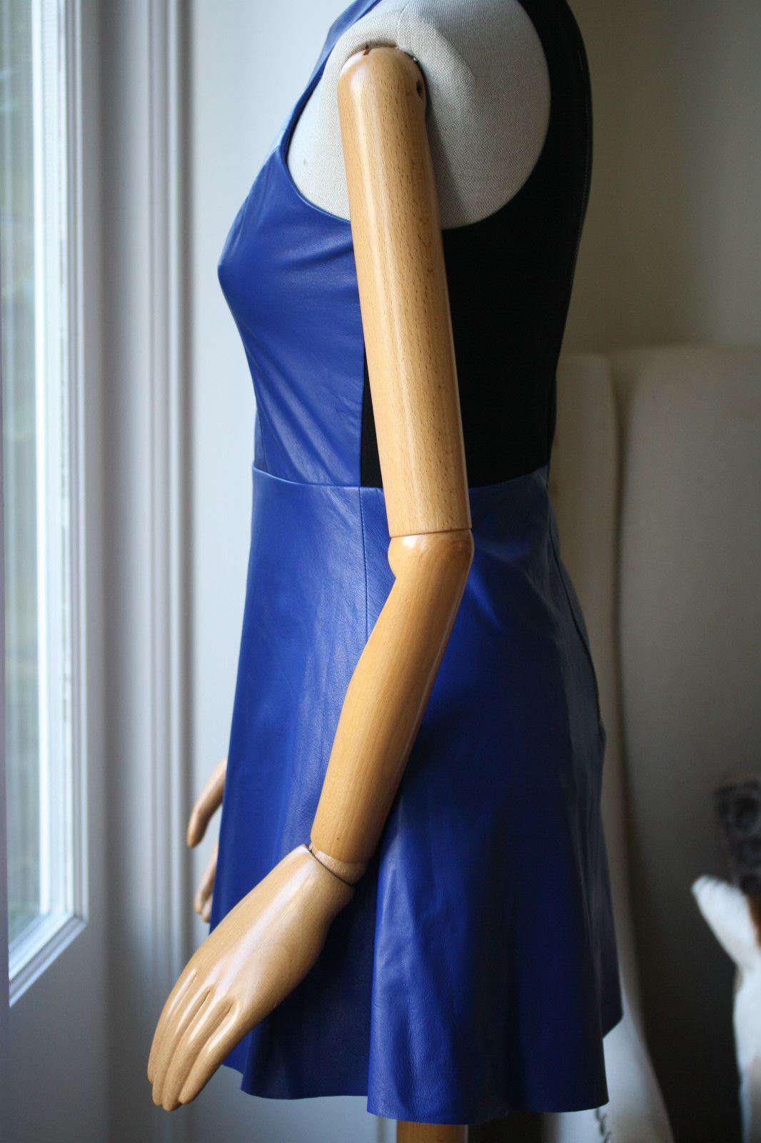 MASON BY MICHELLE MASON COBALT LEATHER DRESS US 2 UK 6 - Image 5