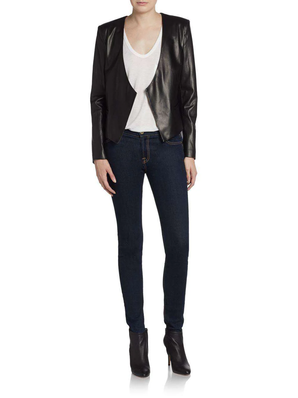 MASON BY MICHELLE MASON CROPPED LEATHER JACKET UK 8 - Image 3
