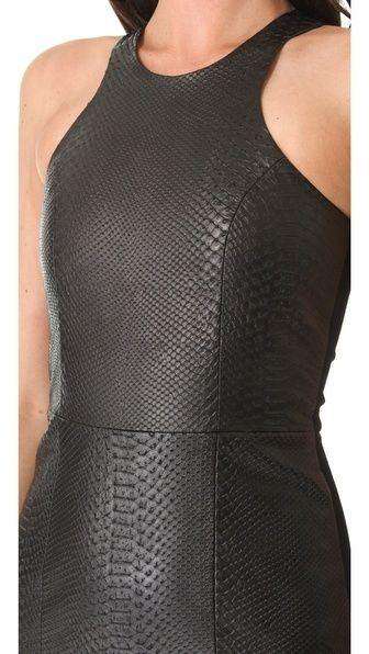 MASON BY MICHELLE MASON EMBOSSED LEATHER BLACK DRESS 0 UK 6 - Image 5