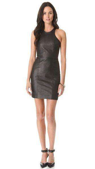 MASON BY MICHELLE MASON EMBOSSED LEATHER BLACK DRESS 0 UK 6 - Image 8