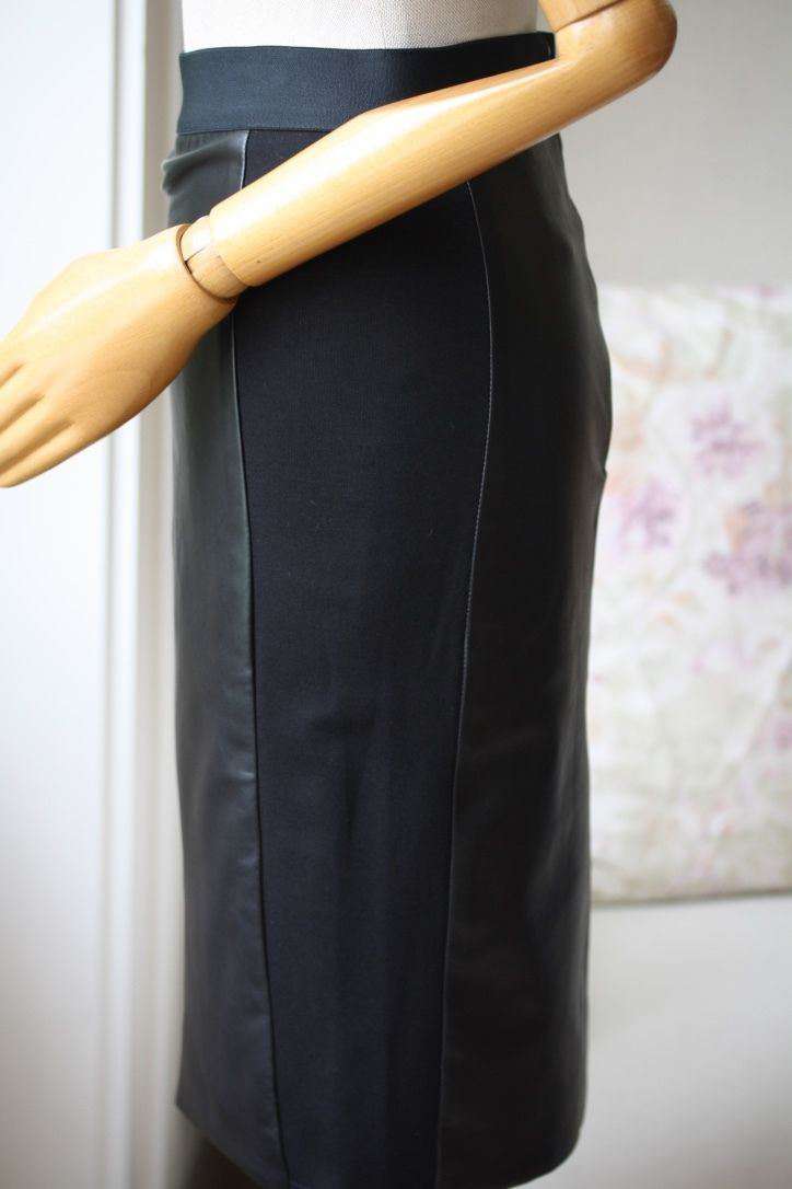 MASON BY MICHELLE MASON JERSEY PANEL LEATHER PENCIL SKIRT US 4 UK 8 - Image 3