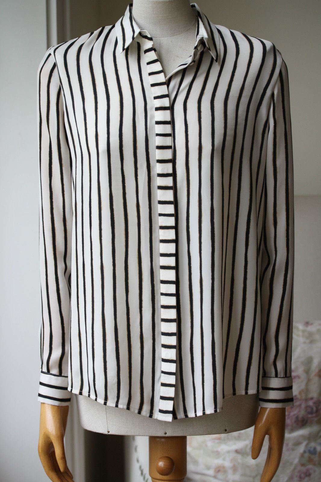 MASON BY MICHELLE MASON MIXED STRIPE BLOUSE US 2 UK 6 - Image 6