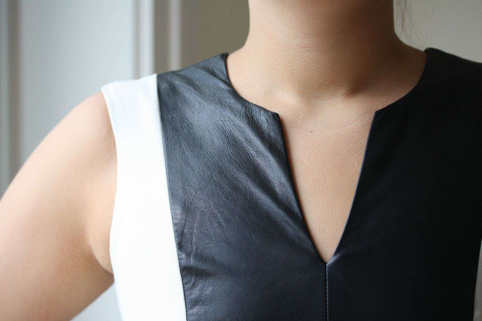 MASON BY MICHELLE MASON WHITE LEATHER INSERT DRESS US 6 UK 10 - Image 4