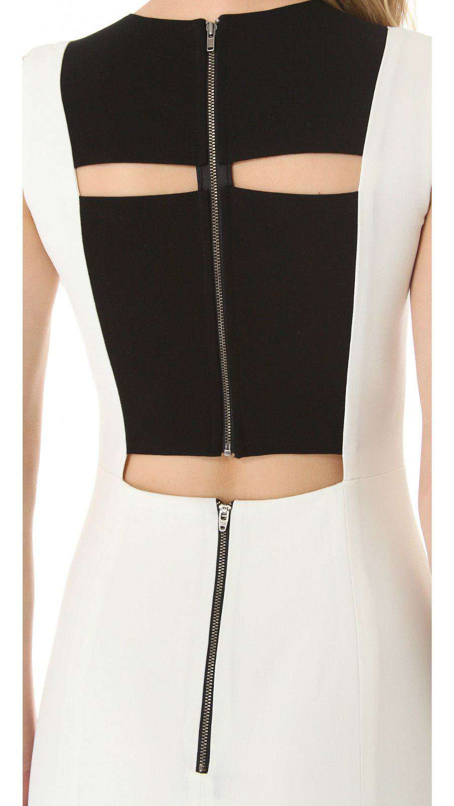 MASON BY MICHELLE MASON WHITE LEATHER INSERT DRESS US 6 UK 10 - Image 6