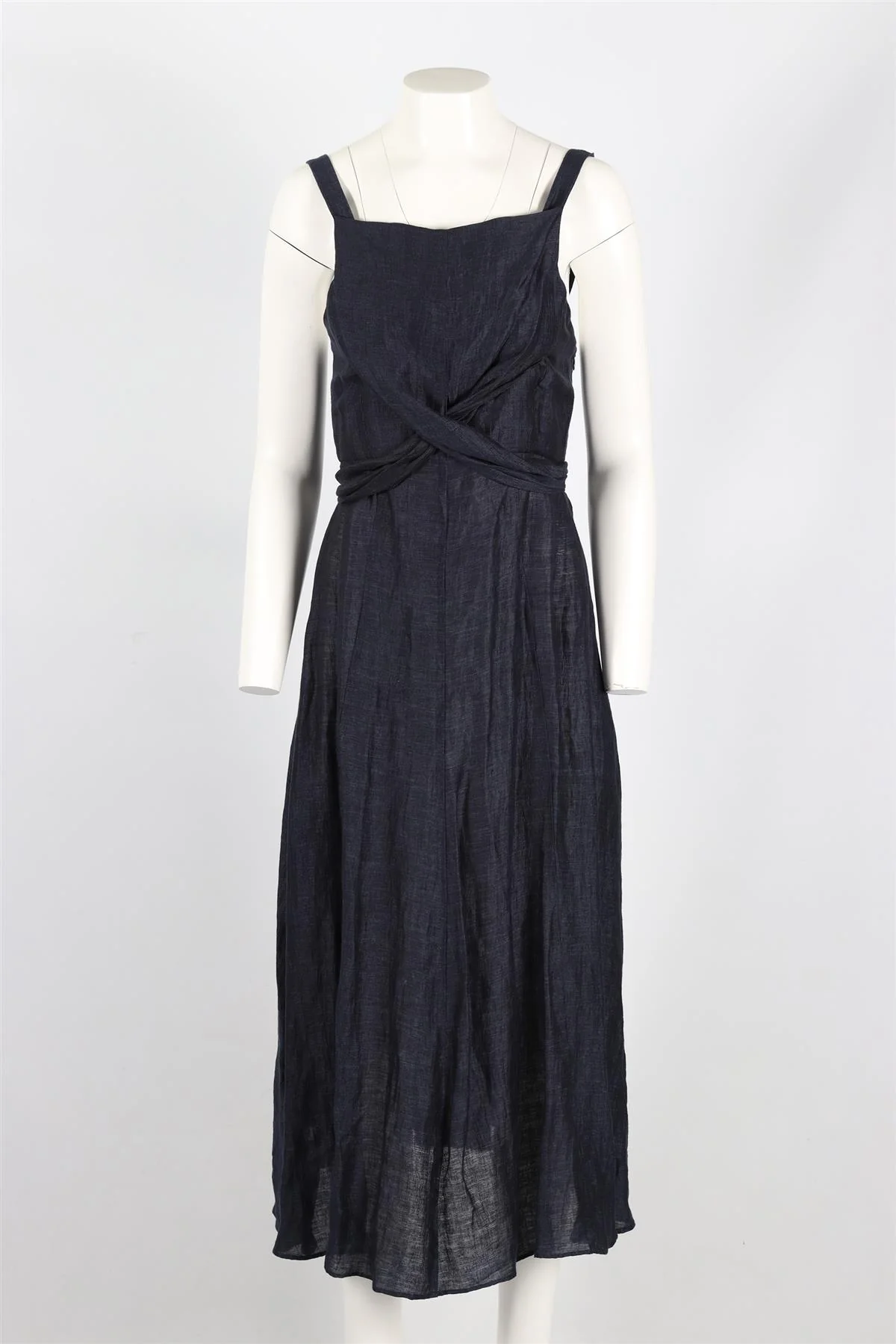 MASSCOB BLUE LINEN MIDI DRESS MEDIUM - Image 2