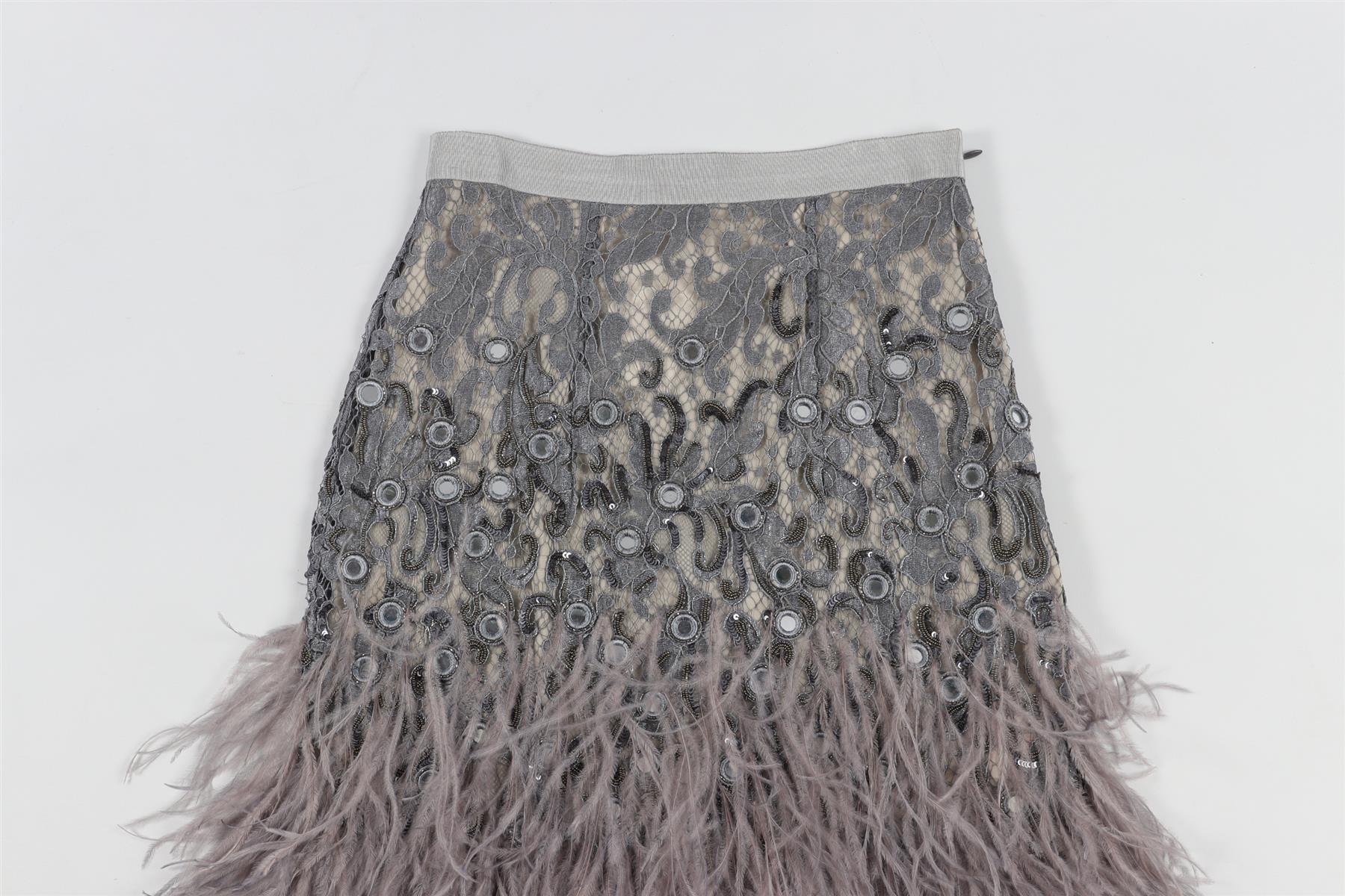 MATTHEW WILLIAMSON GREY LACE MINI SKIRT UK 6 - Image 3