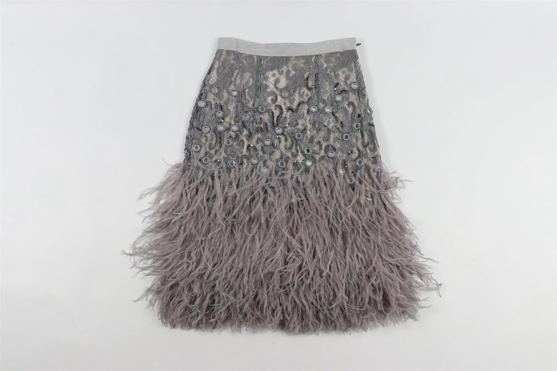 MATTHEW WILLIAMSON GREY LACE MINI SKIRT UK 6 - Image 7
