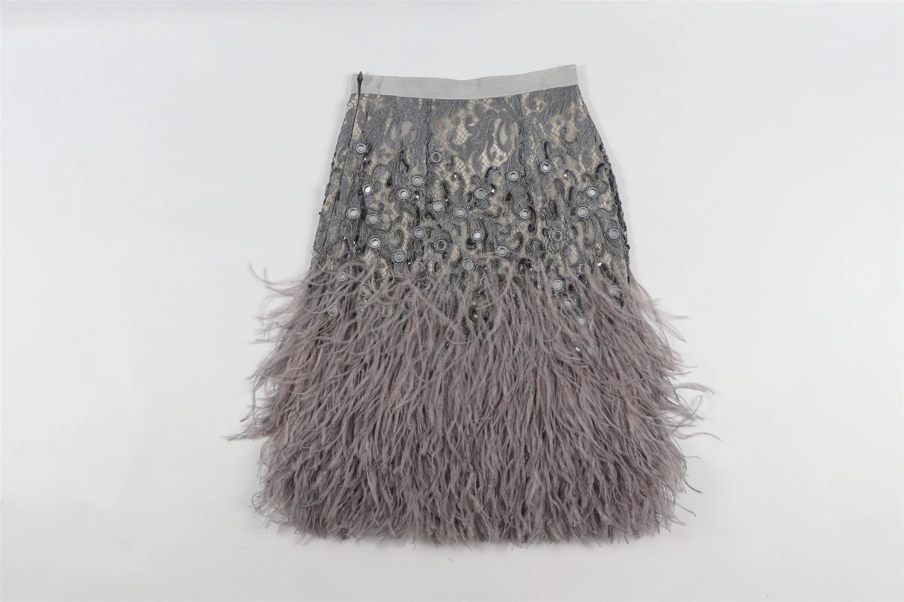 MATTHEW WILLIAMSON GREY LACE MINI SKIRT UK 6 - Image 9