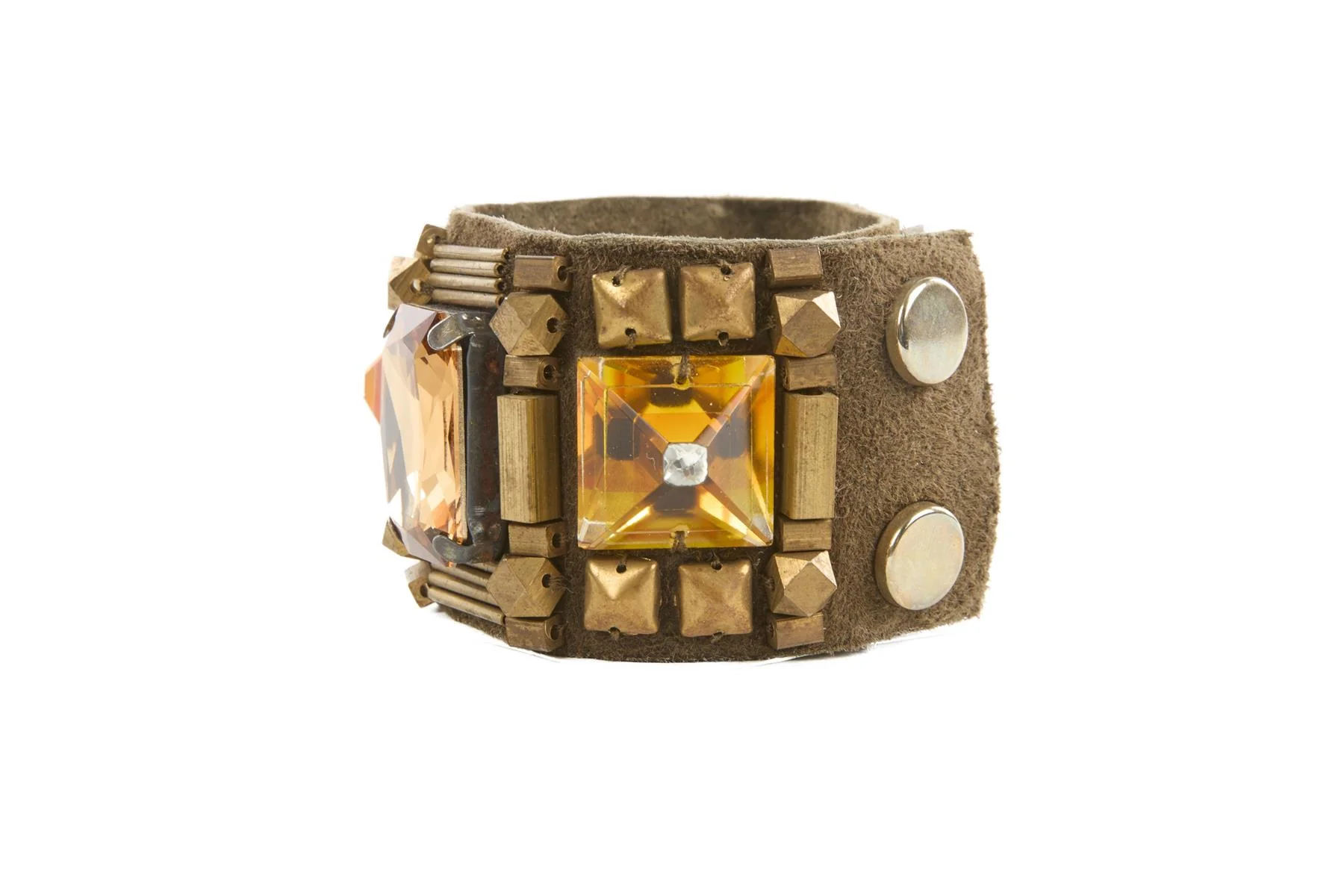 MATTHEW WILLIAMSON KHAKI CRYSTAL AND SUEDE BRACELET - Image 4