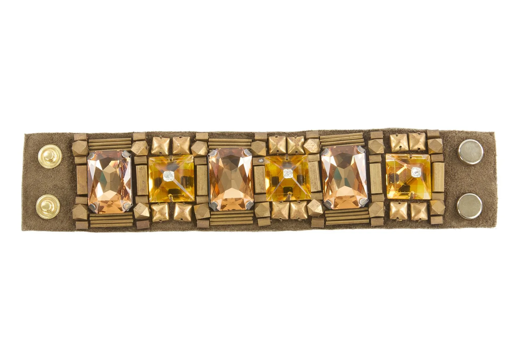 MATTHEW WILLIAMSON KHAKI CRYSTAL AND SUEDE BRACELET - Image 6
