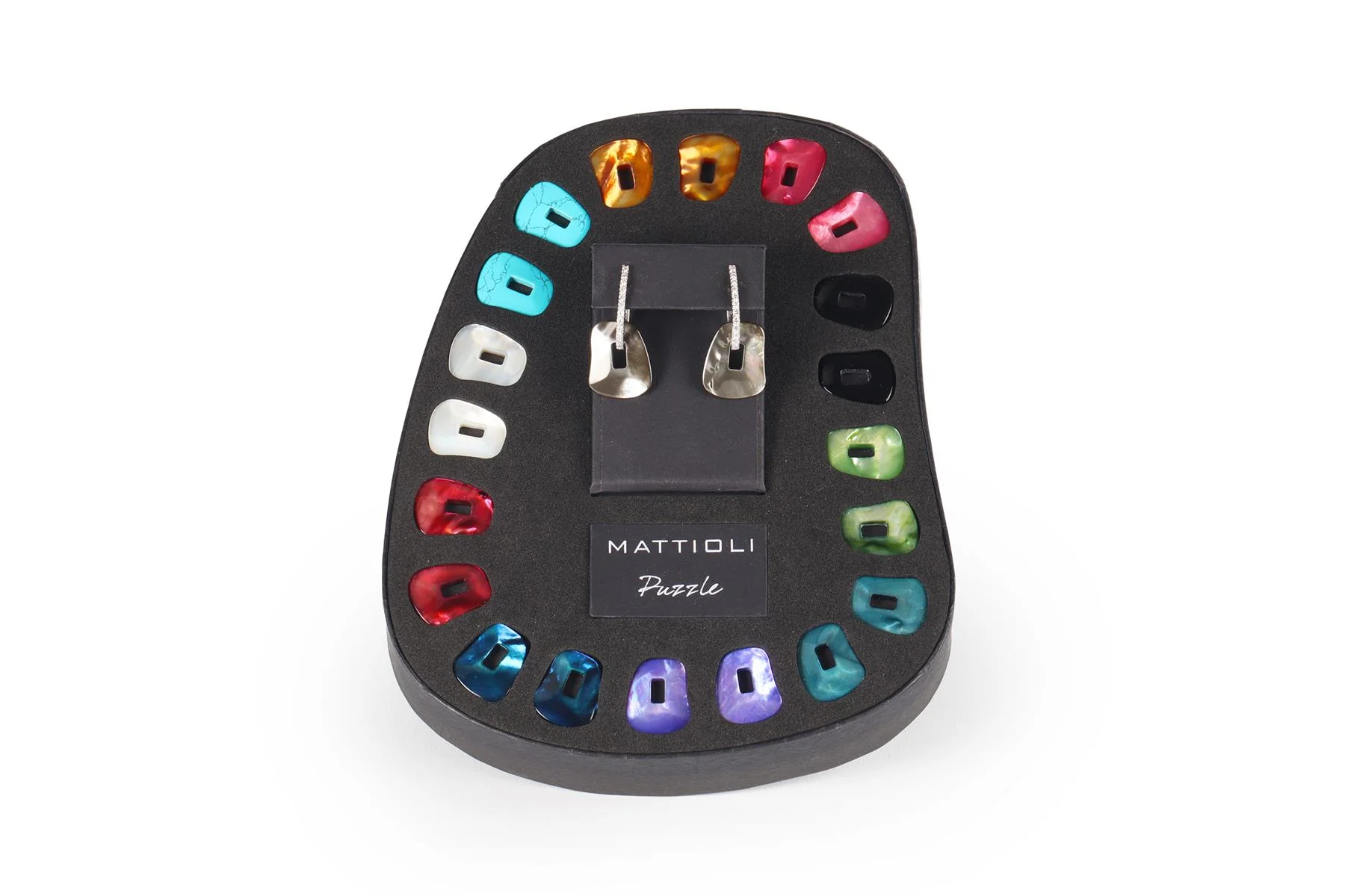 MATTIOLI PUZZLE 18KT WHITE GOLD AND DIAMONDS EARRINGS AND 11 COLOURED PAIRS SET - Image 2