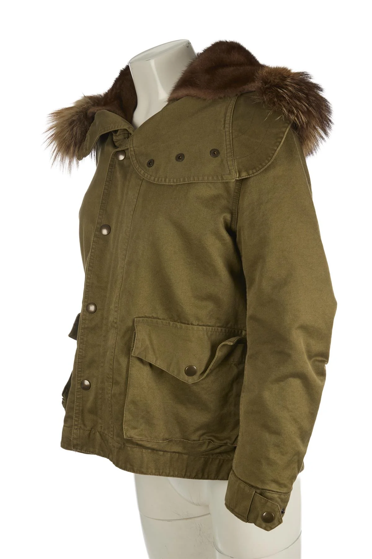 MAURO GUERRESCO GREEN MINK FUR AND COTTON JACKET MEDIUM - Image 3