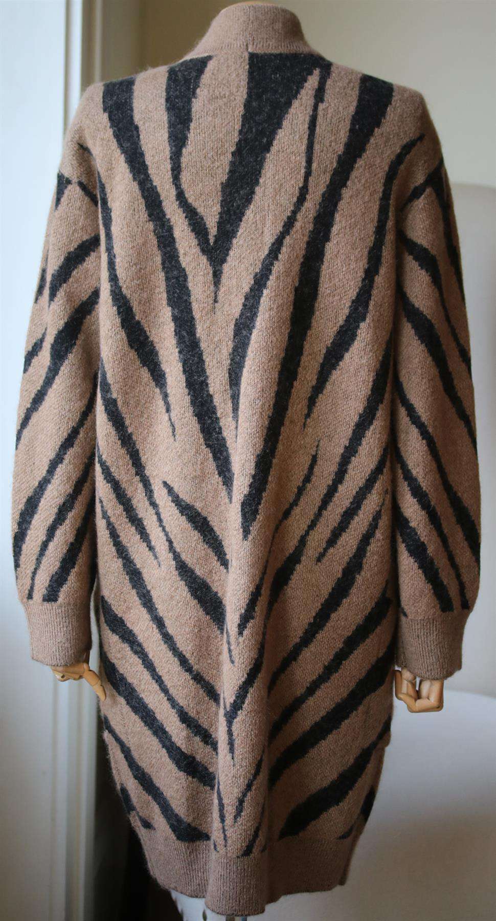 MAX MARA CARLO OVERSIZED ZEBRA INTARSIA KNITTED CARDIGAN MEDIUM - Image 4