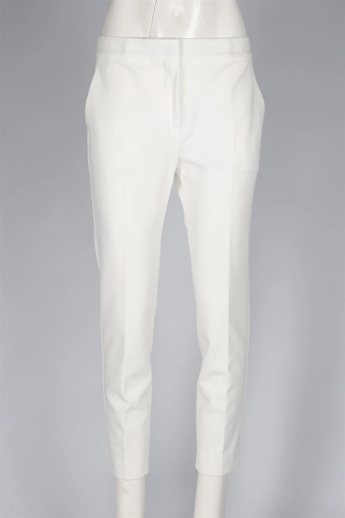 MAX MARA STUDIO WHITE WOVEN STRAIGHT LEG PANTS UK 12 - Image 2