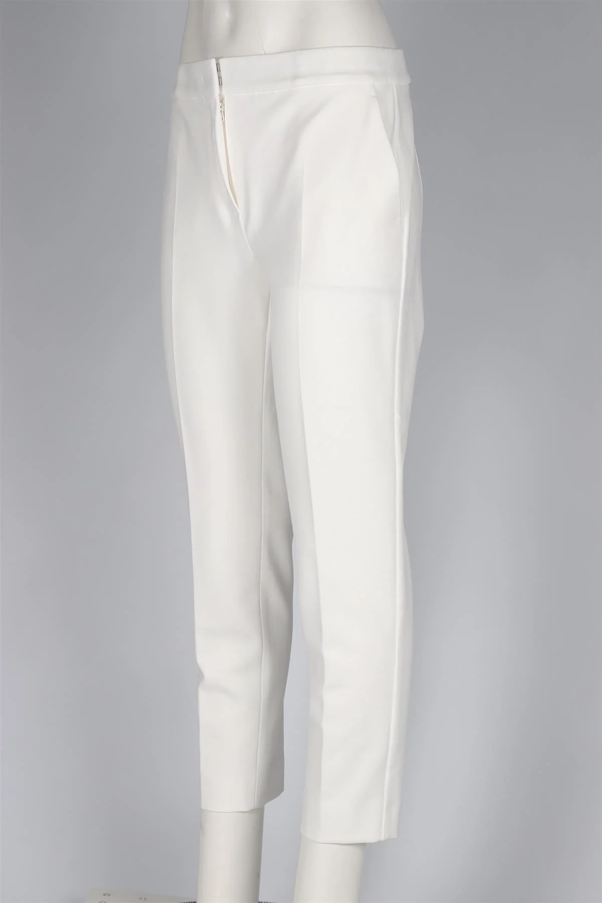 MAX MARA STUDIO WHITE WOVEN STRAIGHT LEG PANTS UK 12 - Image 3