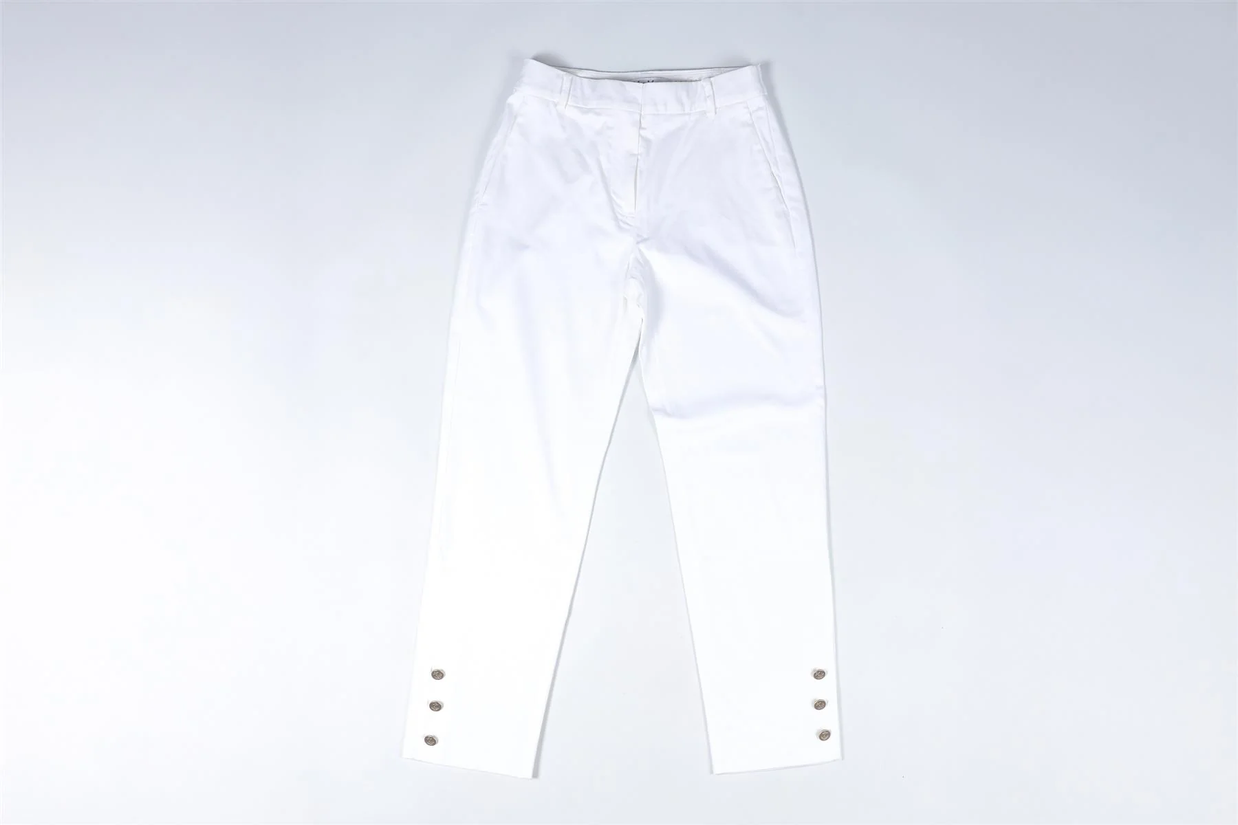 MAX MARA WHITE COTTON STRAIGHT LEG PANTS XSMALL - Image 2