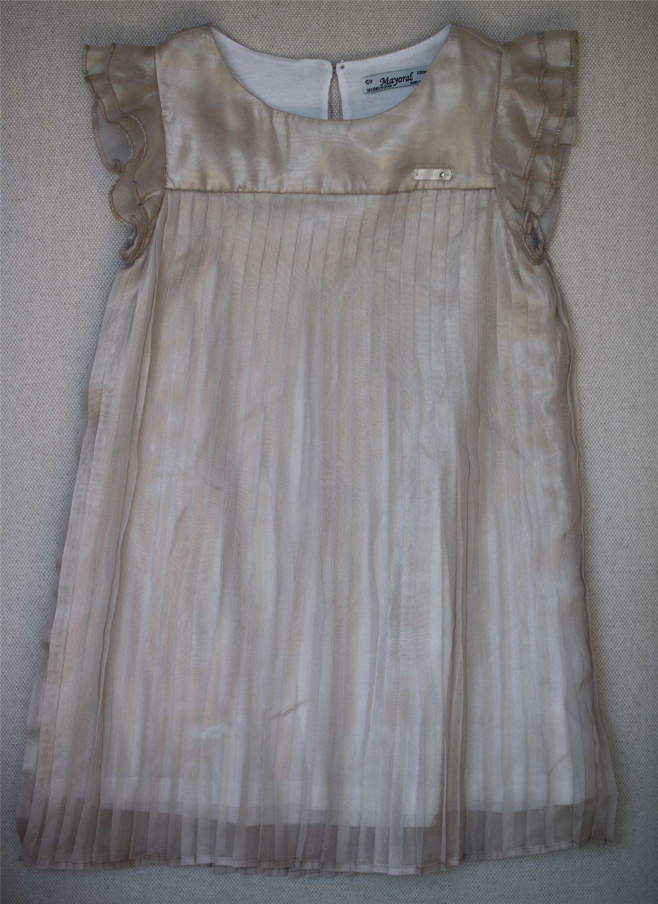MAYORAL CHIC GIRLS GOLD CHIFFON PLEATED DRESS 5 YEARS - Image 2