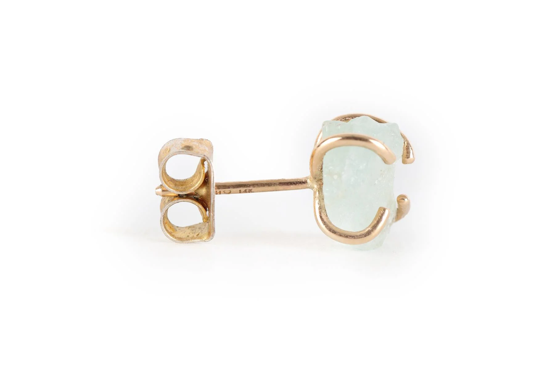 MELISSA JOY MANNING 14K YELLOW GOLD, AQUAMARINE AND OPAL STUD EARRINGS - Image 4