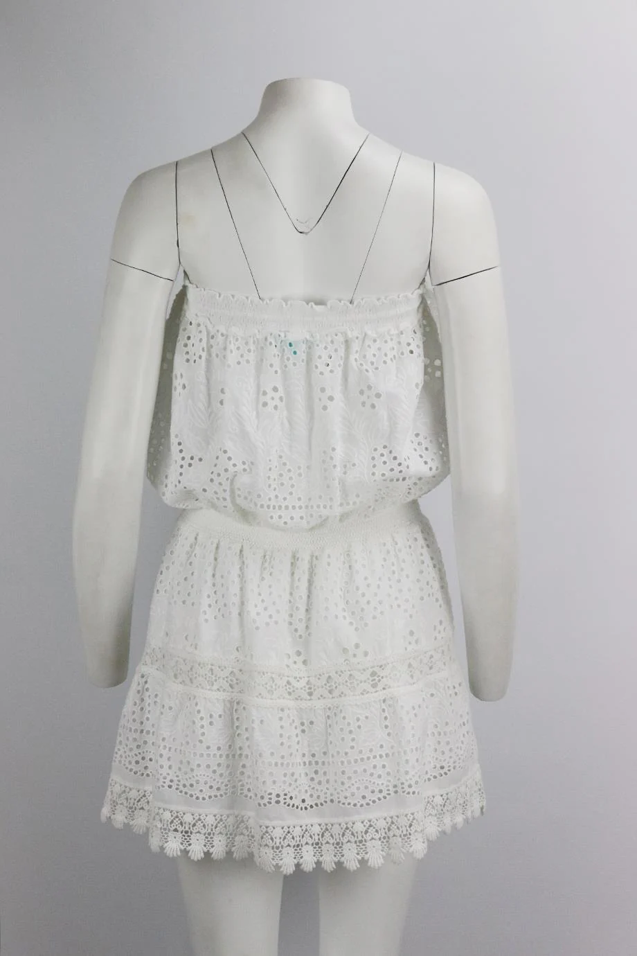 MELISSA ODABASH BANDEAU BRODERIE ANGLAISE COTTON MINI DRESS MEDUIM - Image 4