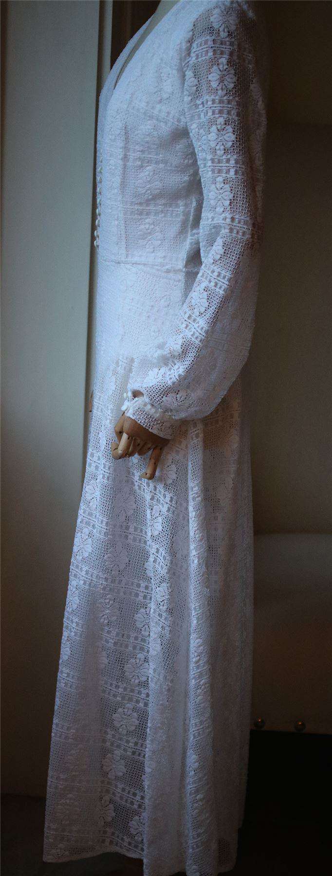 MELISSA ODABASH BARDOT V-NECK VINTAGE LACE MIDI DRESS SMALL - Image 3