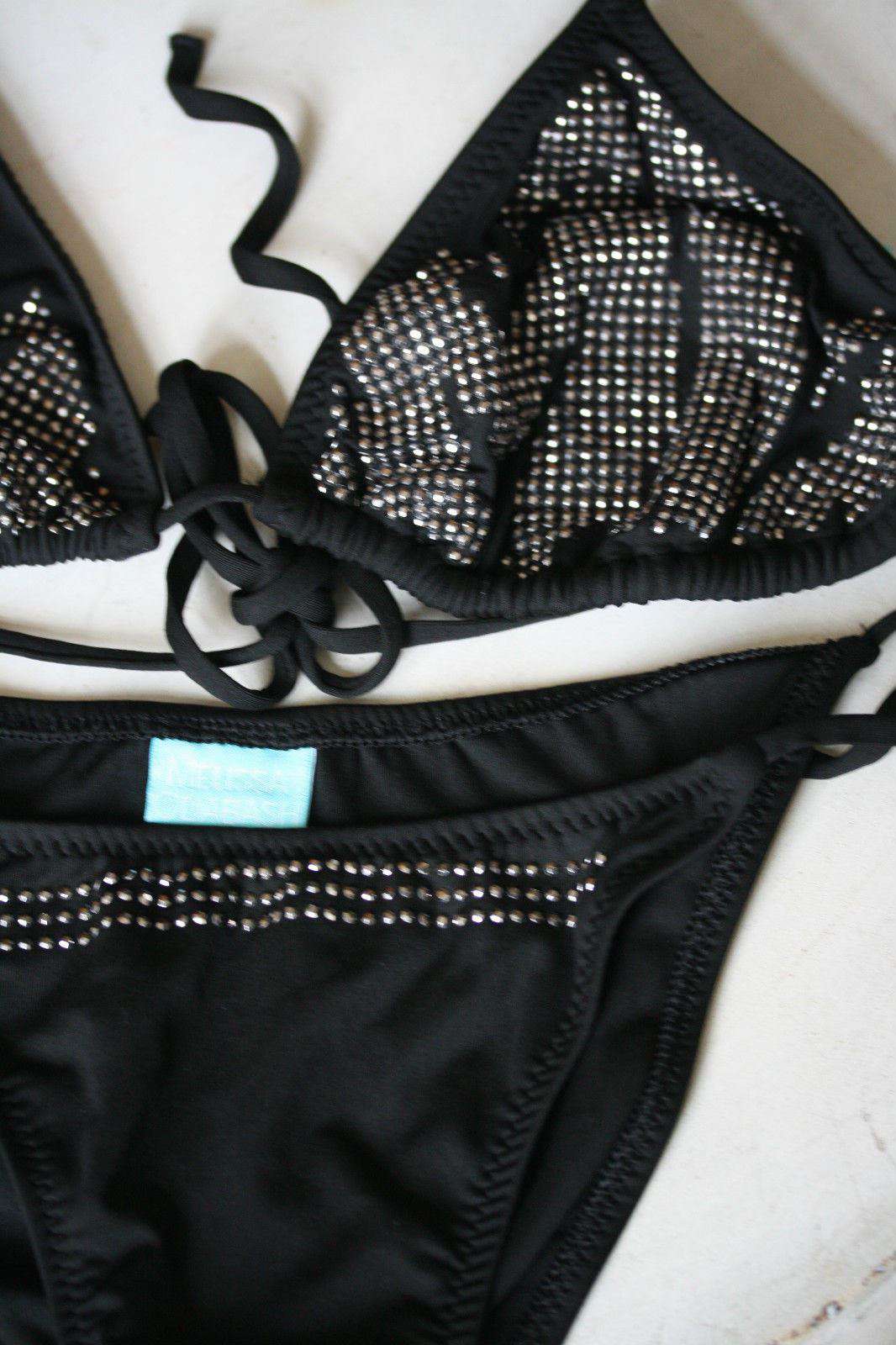 MELISSA ODABASH BLACK BARI CRYSTAL EMBELLISHED BIKINI UK 10/14 - Image 3