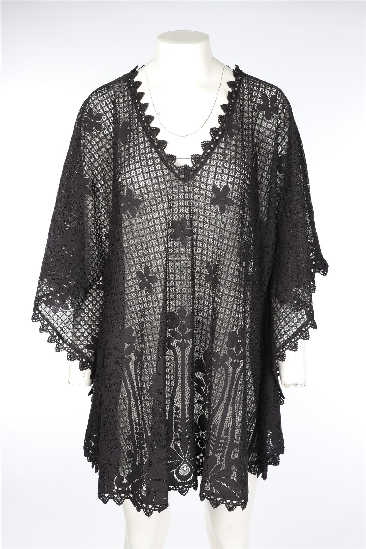 MELISSA ODABASH BLACK LACE KAFTAN ONE SIZE - Image 2