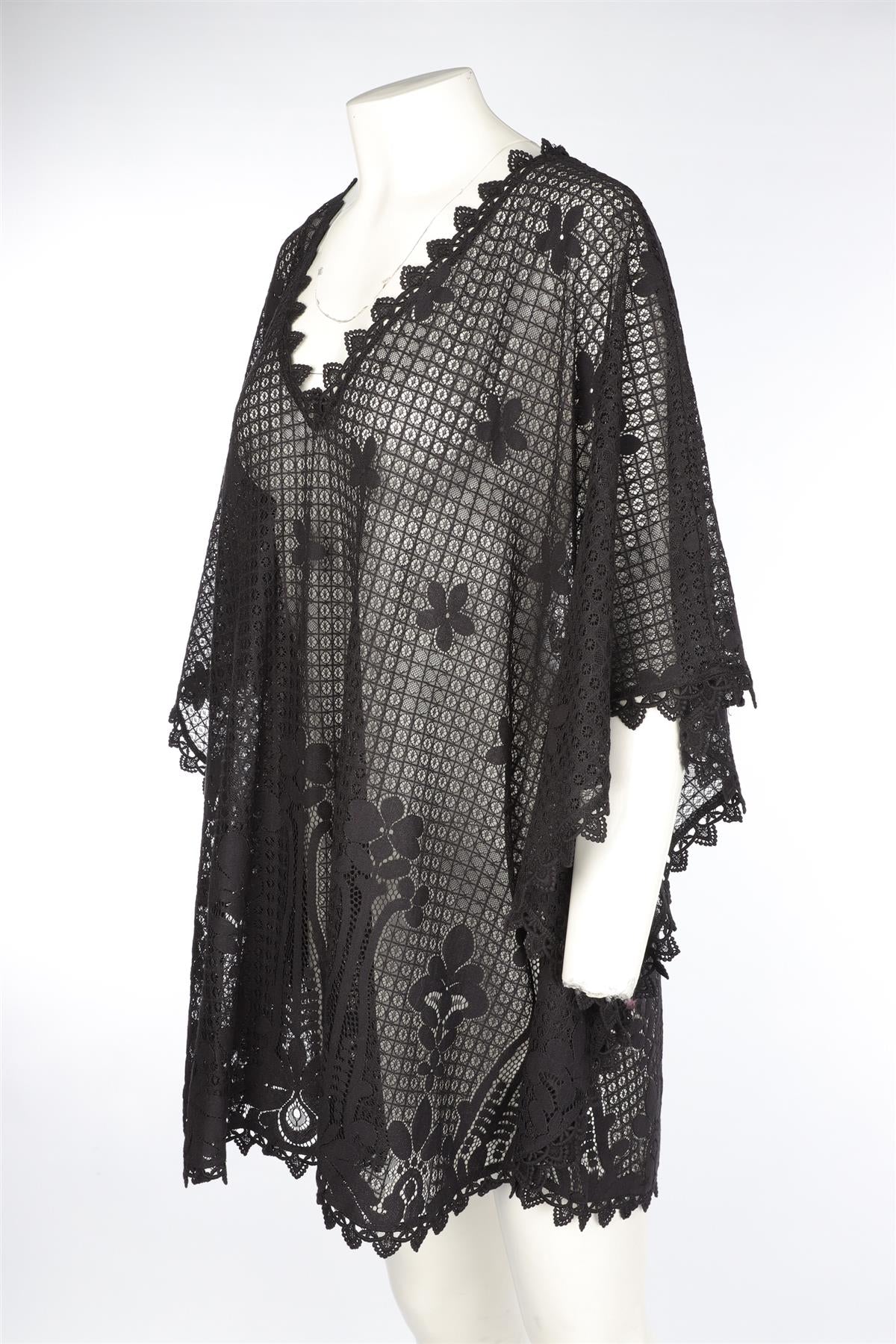MELISSA ODABASH BLACK LACE KAFTAN ONE SIZE - Image 3