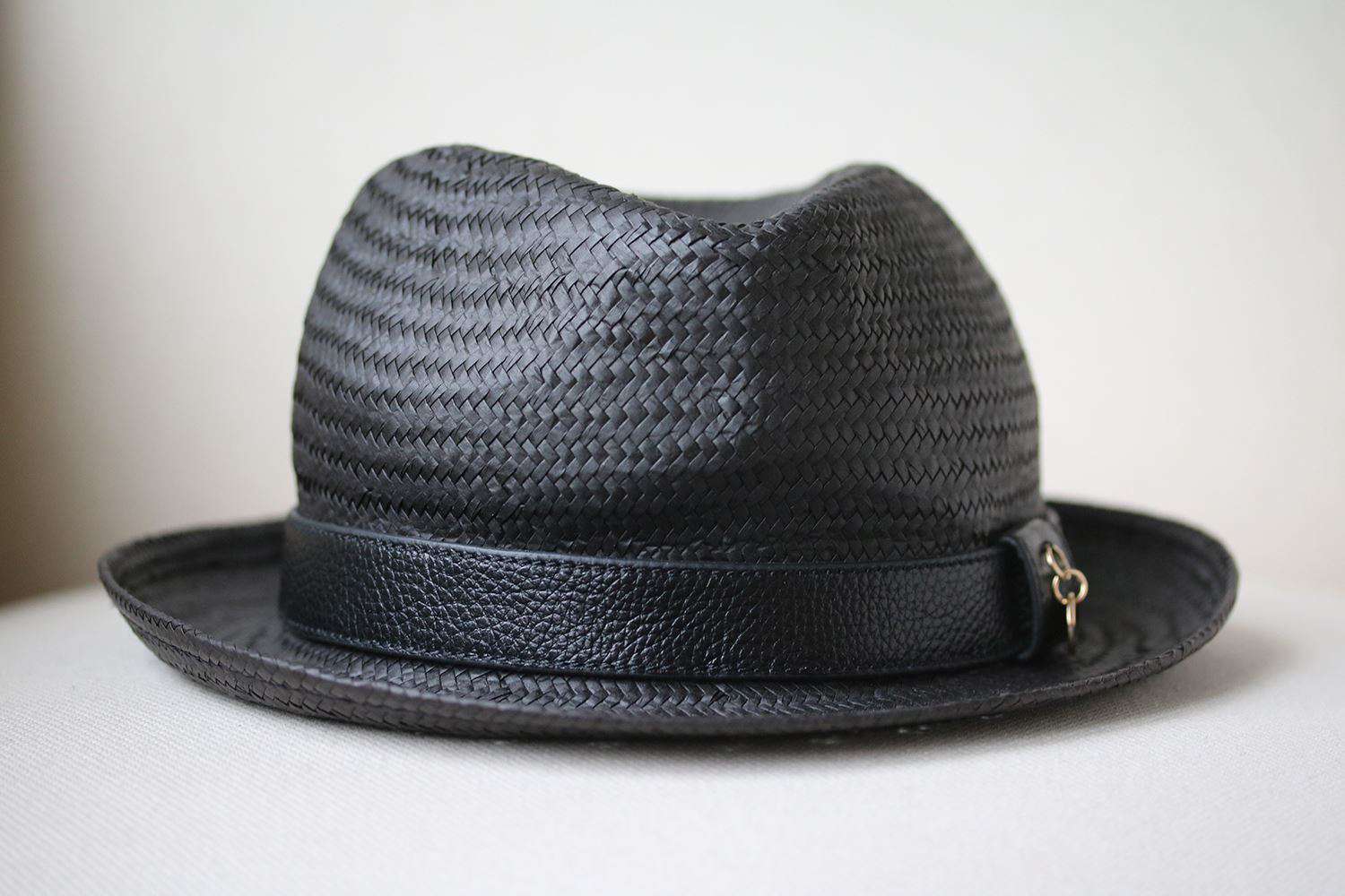 MELISSA ODABASH BLACK STRAW PANAMA HAT - Image 2