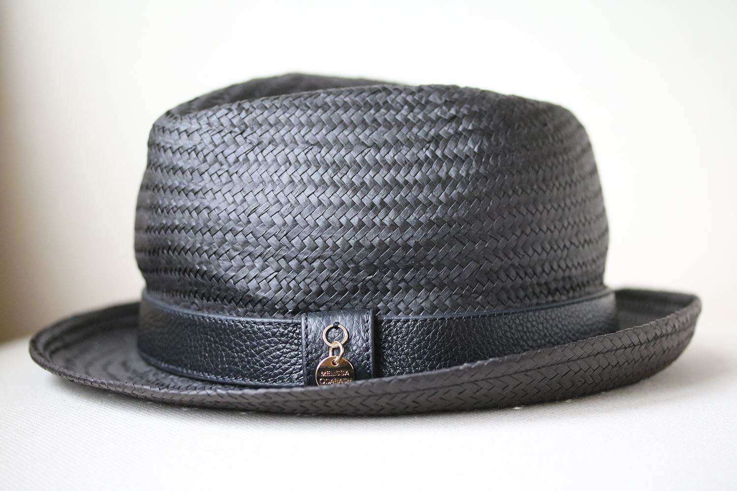 MELISSA ODABASH BLACK STRAW PANAMA HAT - Image 3