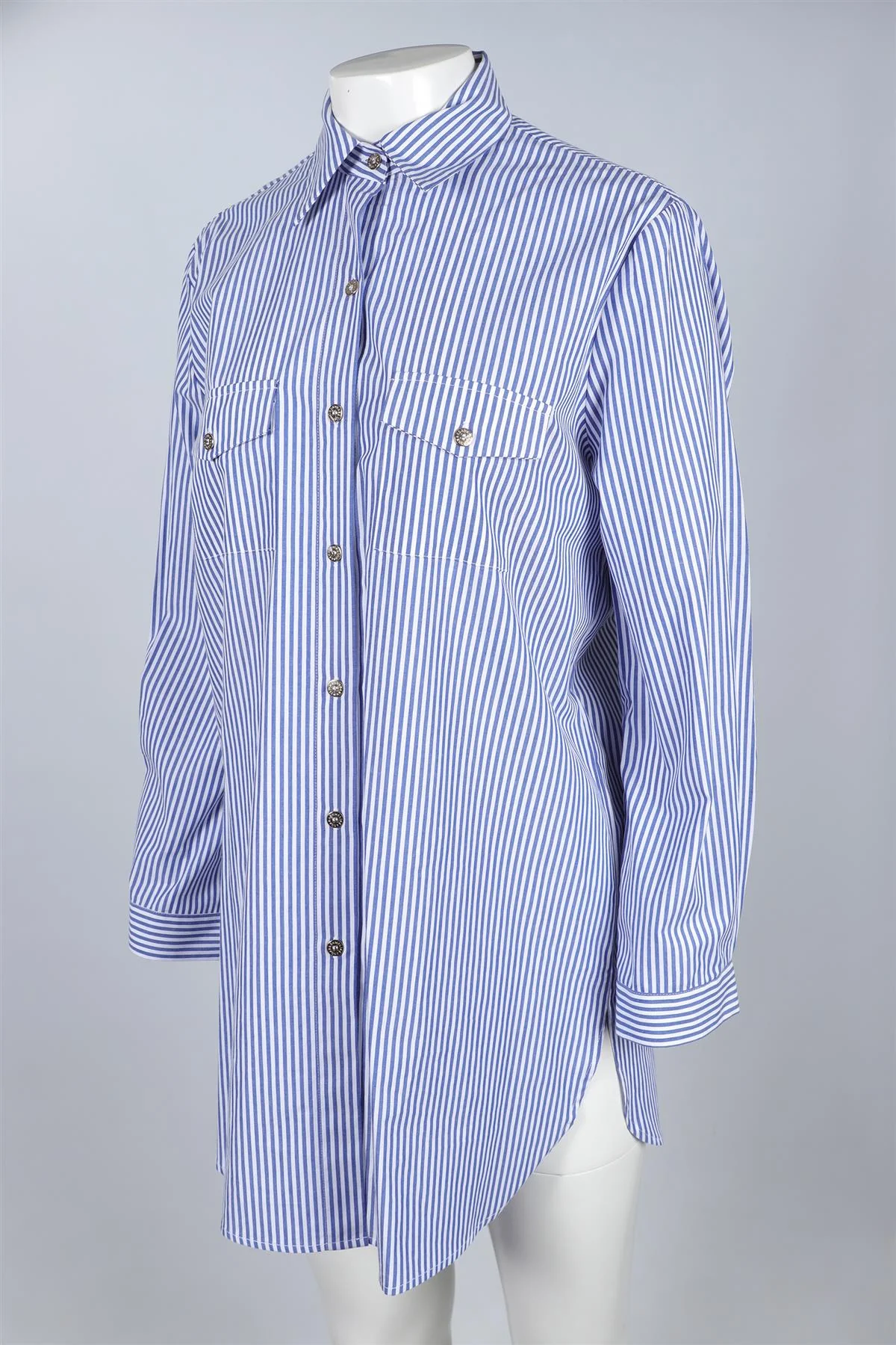 MELISSA ODABASH BLUE AND WHITE COTTON SHIRT MEDIUM - Image 3