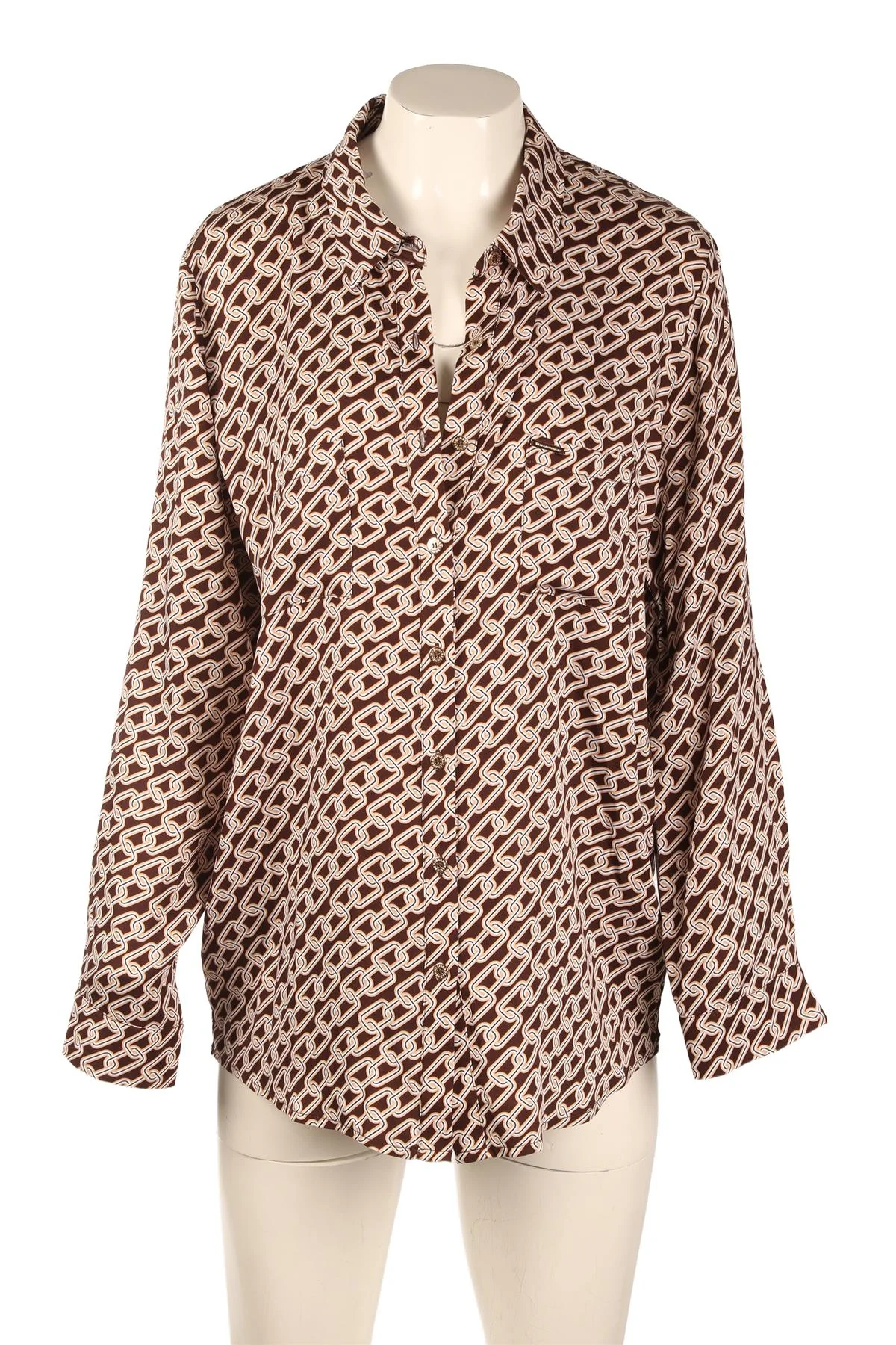 MELISSA ODABASH BROWN SATIN SHIRT MEDIUM - Image 2