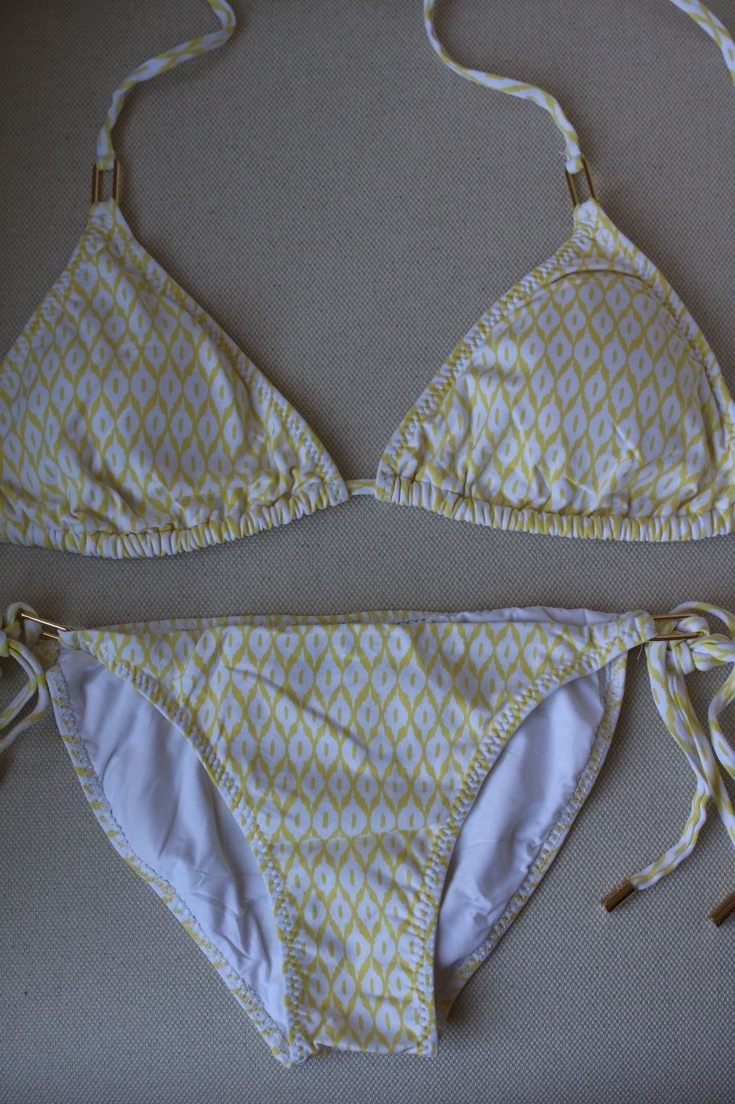 MELISSA ODABASH CANCUN YELLOW PRINT BIKINI UK 10/14 - Image 4