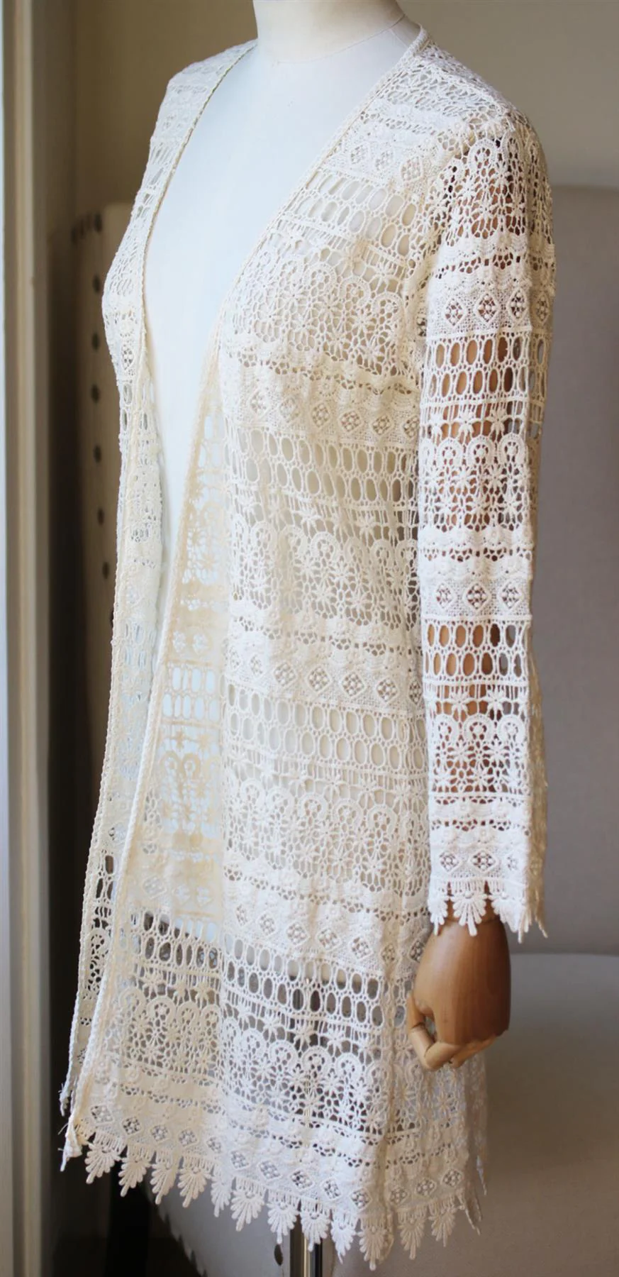 MELISSA ODABASH CAROLINE CROCHET COTTON ROBE SMALL - Image 3
