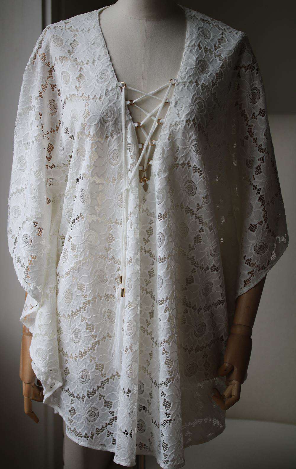 MELISSA ODABASH CINDY LACE-UP LACE COVER-UP ONE SIZE - Image 3