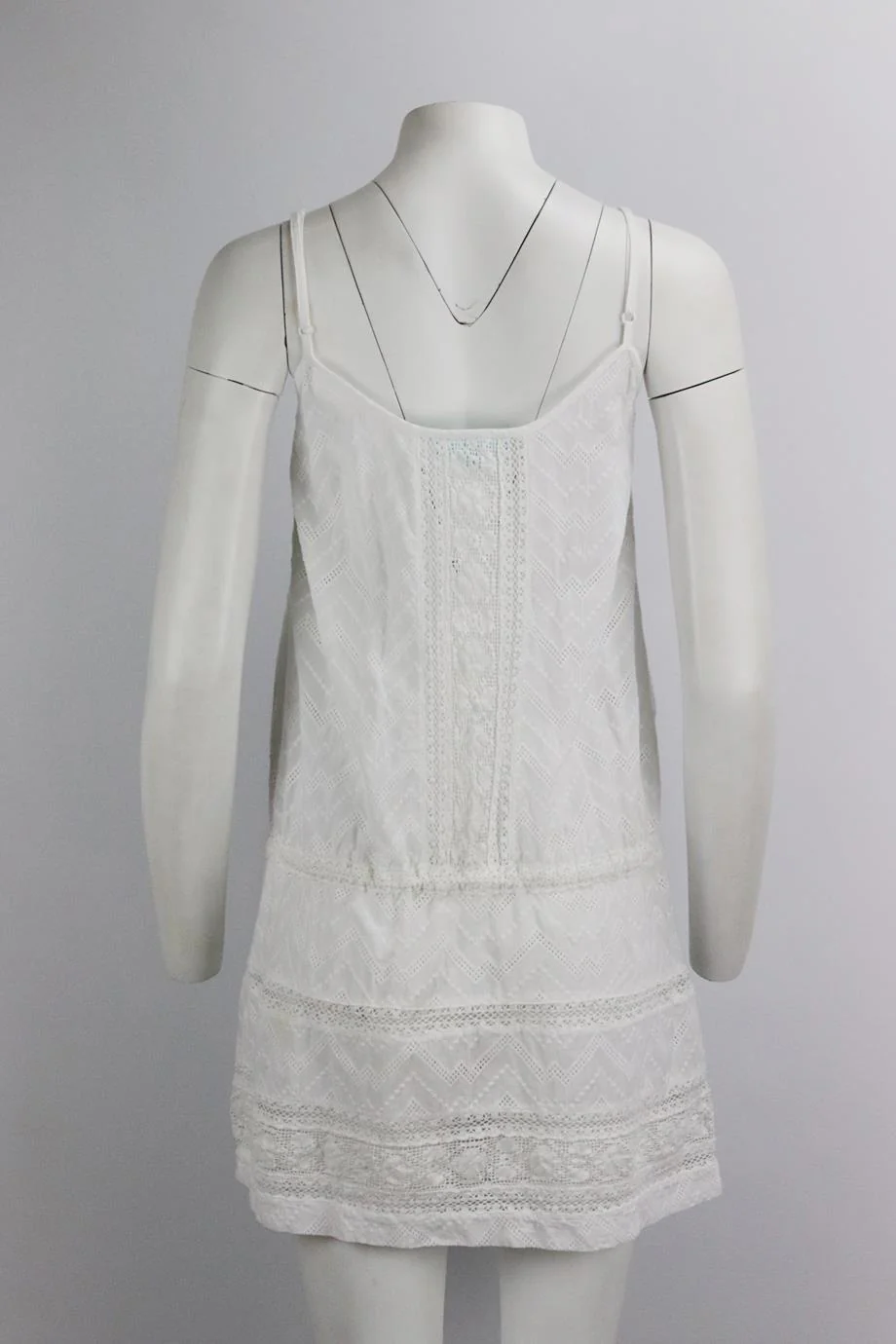 MELISSA ODABASH CROCHET TRIMMED EMBROIDERED COTTON MINI DRESS SMALL - Image 4
