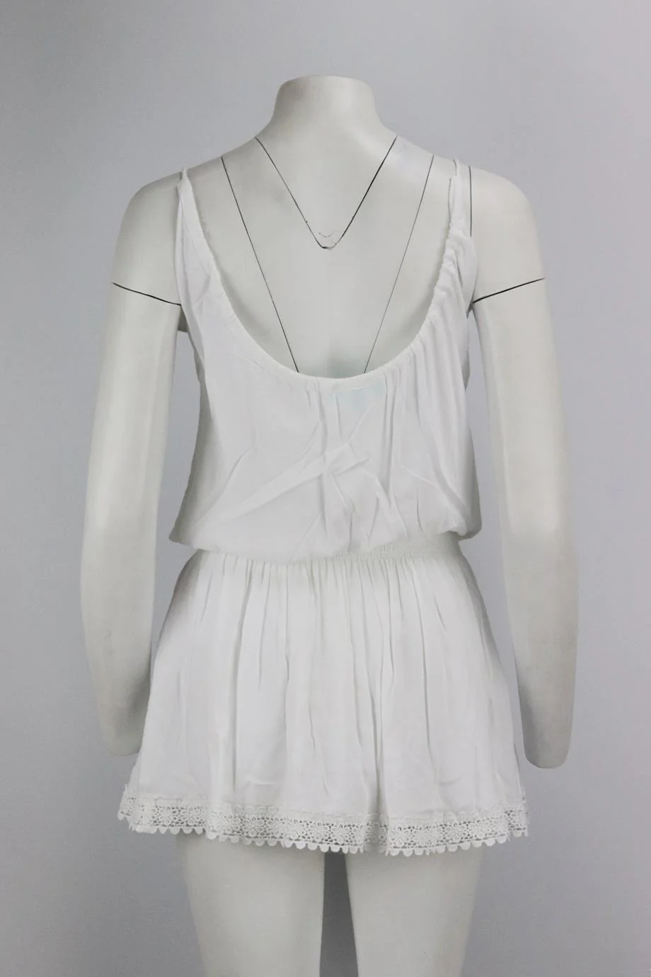 MELISSA ODABASH CROCHET TRIMMED VOILE MINI DRESS MEDIUM - Image 4