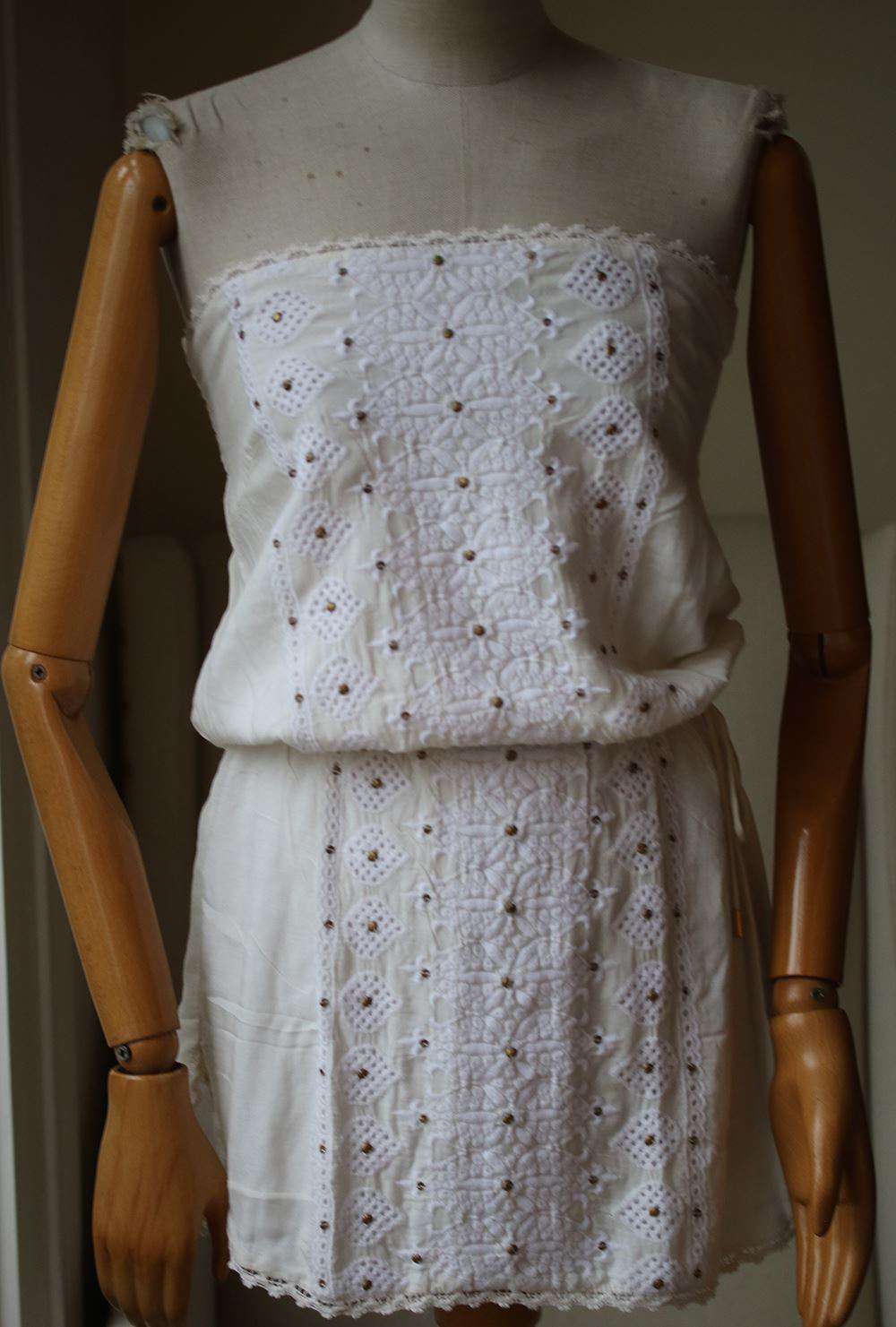MELISSA ODABASH DRU EMBROIDERED BANDEAU DRESS SMALL - Image 3