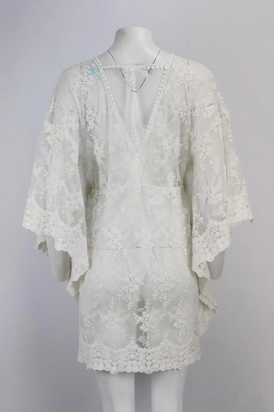 MELISSA ODABASH EMBROIDERED MESH KAFTAN ONE SIZE - Image 4