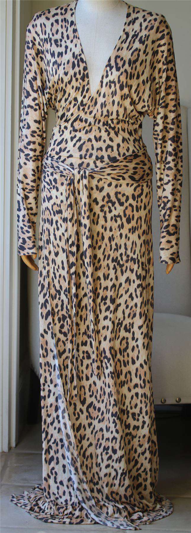 MELISSA ODABASH GARBO CHEETAH-PRINT WRAP MAXI DRESS MEDIUM - Image 2